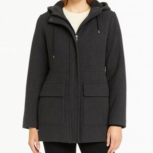 St. John’s Bay Charcoal Gray Hooded Wool Comfy Winter Coat Women’s Size Small